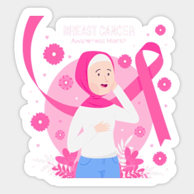 In October We Wear Pink Breast Cancer Awareness Survivor Sticker by Goods-by-Jojo